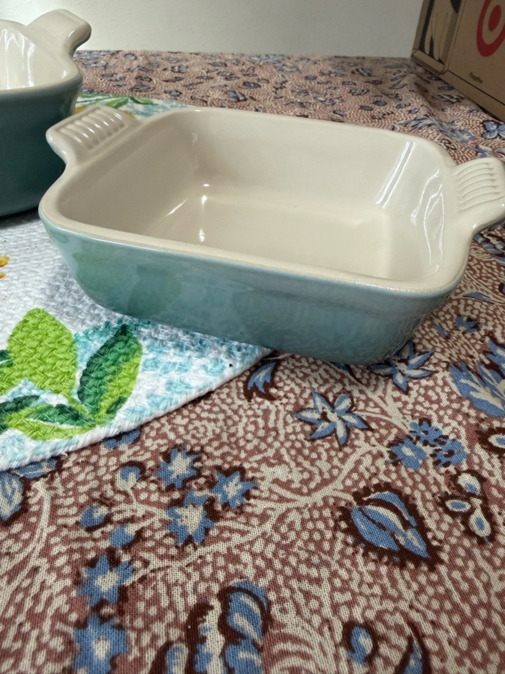 Le Creuset Rectangular Stoneware Baker, set of two in Sea Salt color